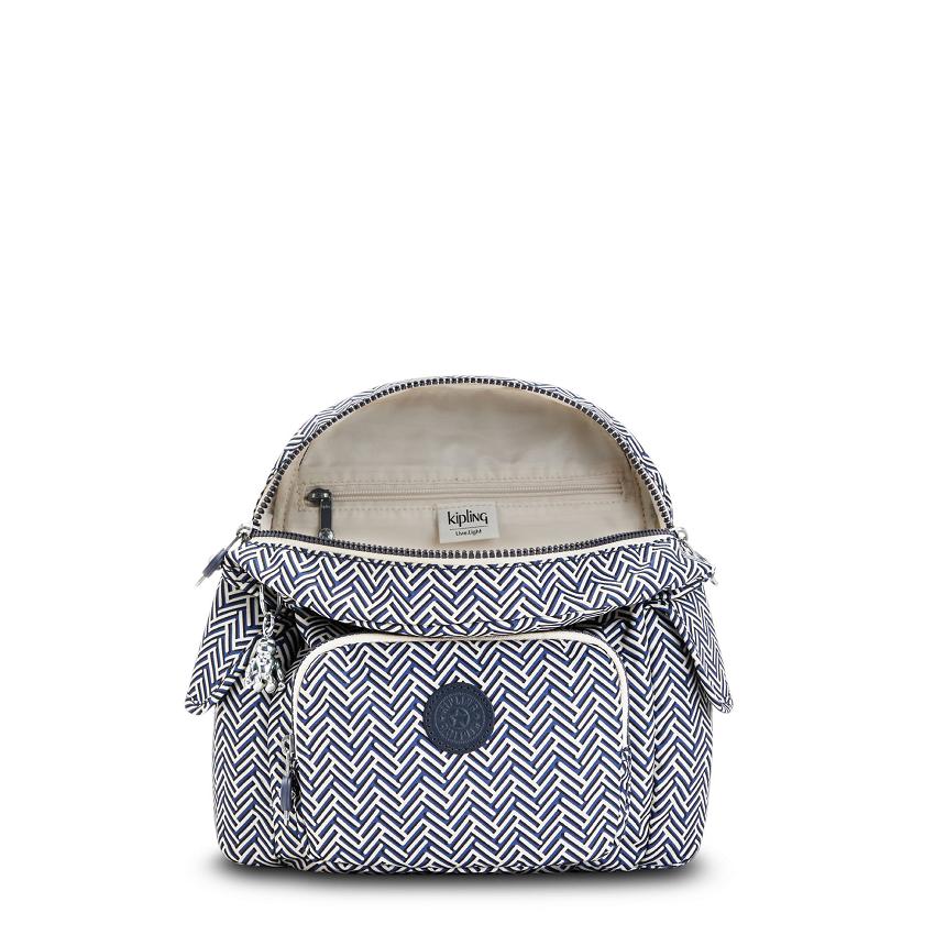 Plecaki Kipling City Pack Mini Niebieskie Białe | PL1207-QHY